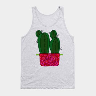 Cute Cactus Design #151: Spiky Cacti In Raspberry Inspired Pot Tank Top